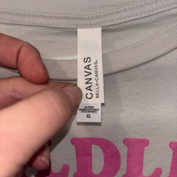 Bella Canvas Cream Childless Cat Lady T-Shirt with Purple and Pink Graphics - Picture 2 of 7